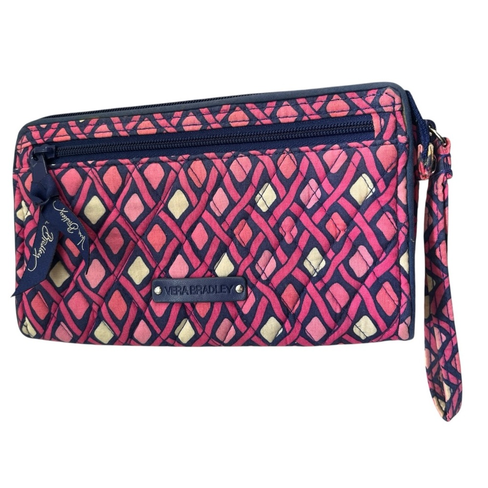 Vera Bradley Katalina Pink Diamond Patterned Zip Wristlet Wallet Fall 2015 phone